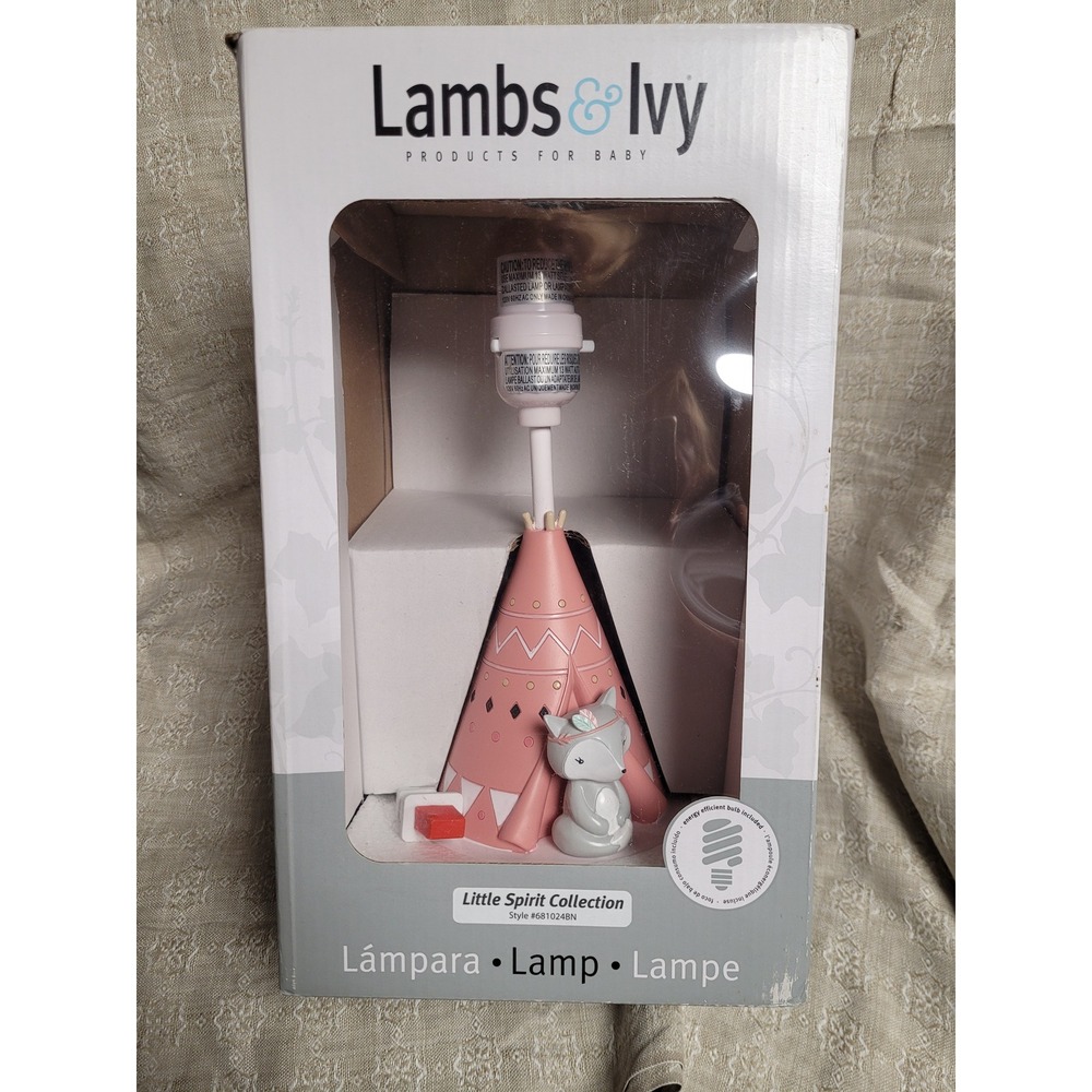 Lambs & Ivy Little Spirit Pink Southwestern Teepee Fox‎ Nursery Lamp NIB